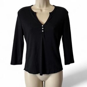 Vintage‎ New York & Company Black Henley Top